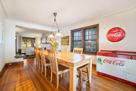 Dining area with bay views at Bayview Cottage