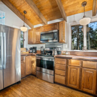 Kitchen countertop and appliances at Bayview Cottage