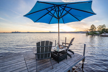 Private dock on Superior Bay behind Bayview Cottage